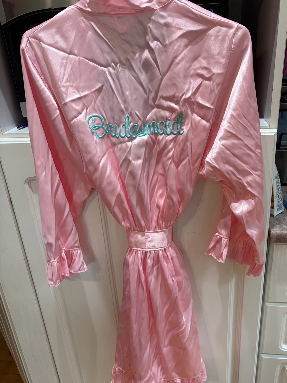 Bridesmaid Pink Satin Robe with matching pyjamas - Size XL